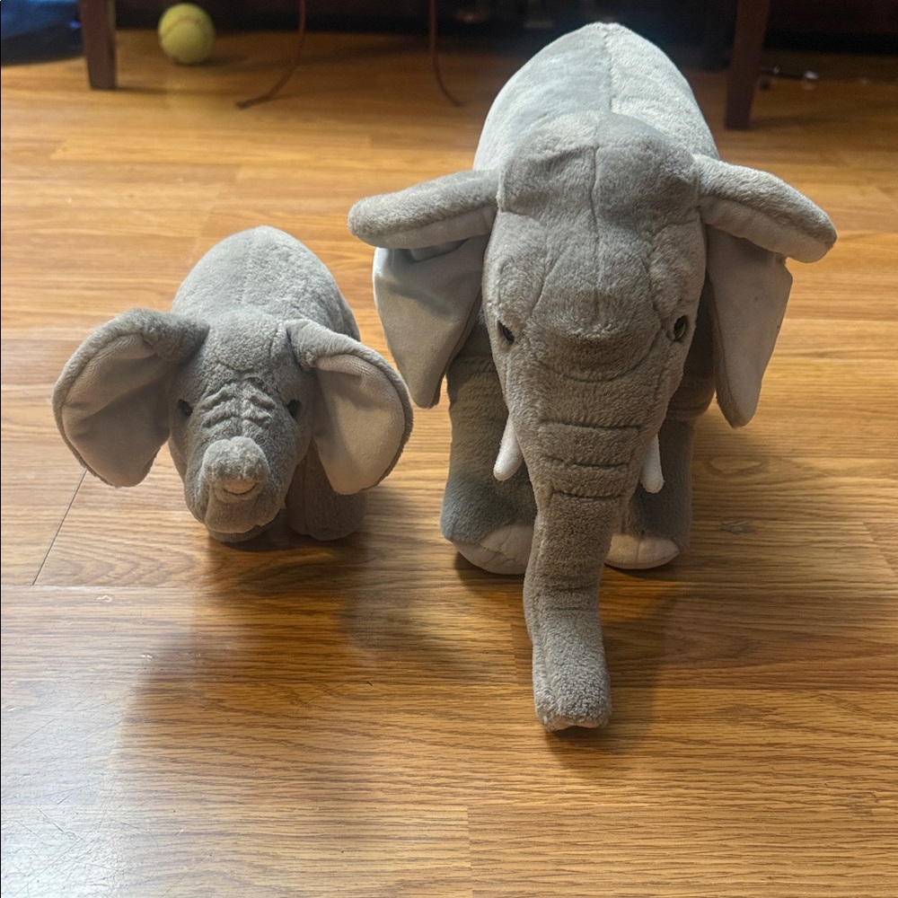 Gray Elephant Plush Toy Set